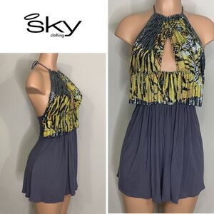 New. SKY chain mail animal print mini dress. Normally $268